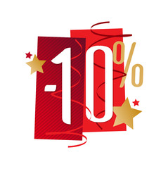 Obraz premium -10% / Pourcentage festif rouge et or