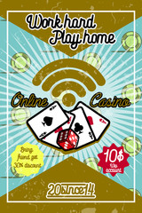 Color vintage online casino poster