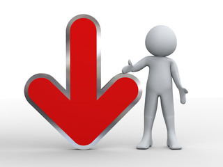 3d man and downward arrow