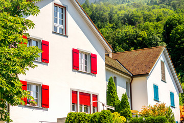 Typical houses in the countryside of Liechtenstein