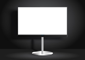Flat Smart TV with blank screen on the Floor Stand, room, flat screen lcd, realistic, vector Mockup