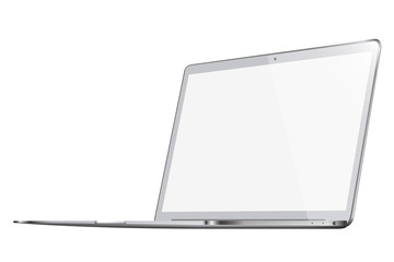 Modern glossy laptop isolated on white background.
