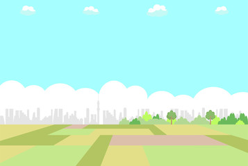 田園風景　都市