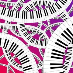 Naklejka premium Curved piano keyboard vector illustration. Wavy piano vector background