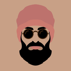 hipster head face vector illustration style Flat