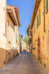 Fototapeta na wymiar Montalcino, Italy. Street in the old town center