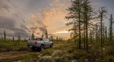 Deurstickers Car in the forest © Andrey Snegirev