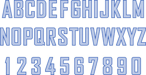 Blueprint style font vector set