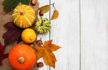 Pumpkin and leaves