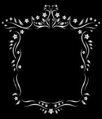 Vintage floral frame ornament. Swirl with leaves and flowers motives. Vector illustration