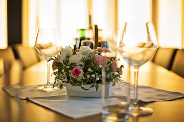 Empty wine glasses on the table