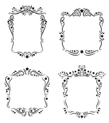 Vintage floral frame ornament. Swirl with leaves and flowers motives. Vector illustration