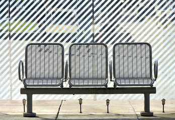 Chairs at the bus stop In the city of San Francisco.