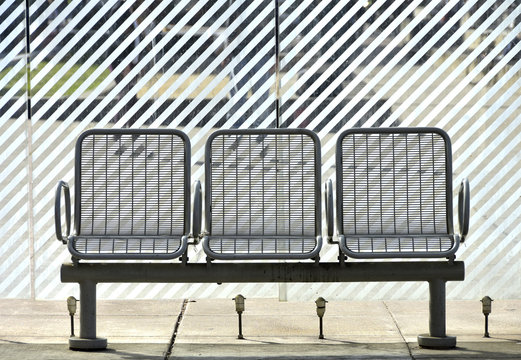 Chairs At The Bus Stop In The City Of San Francisco.