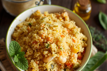 Couscous with shrimps and vegetables