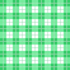 Checked cloth of green and gray geometric shapes. Background of colored squares and rectangles on a white background. Green fabric