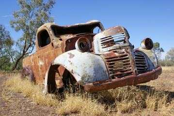 Old rusty abandoned car in outback Australia