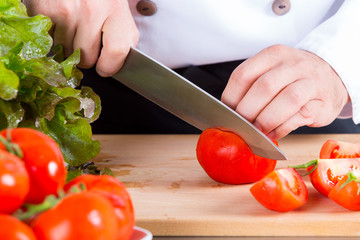 Chef chopping vegetables