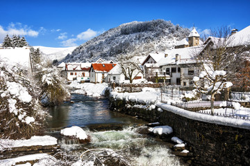 Snowfall in Ochagavia village in Navarra
