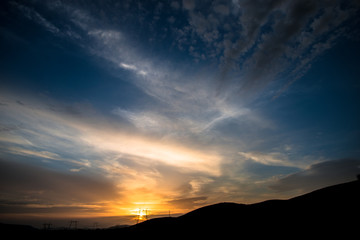 Electric pylon at sunset