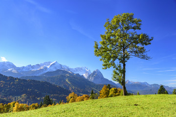 Herbst an der Zugspitze in Oberbayern