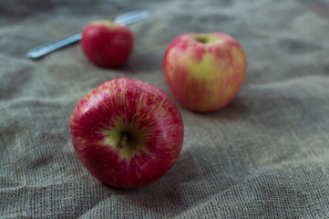 Apples on a linen background