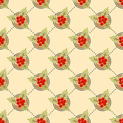 Red berry pattern, Seamless pattern with red berries