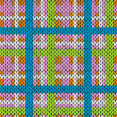 Knitting checkered seamless pattern in various colors