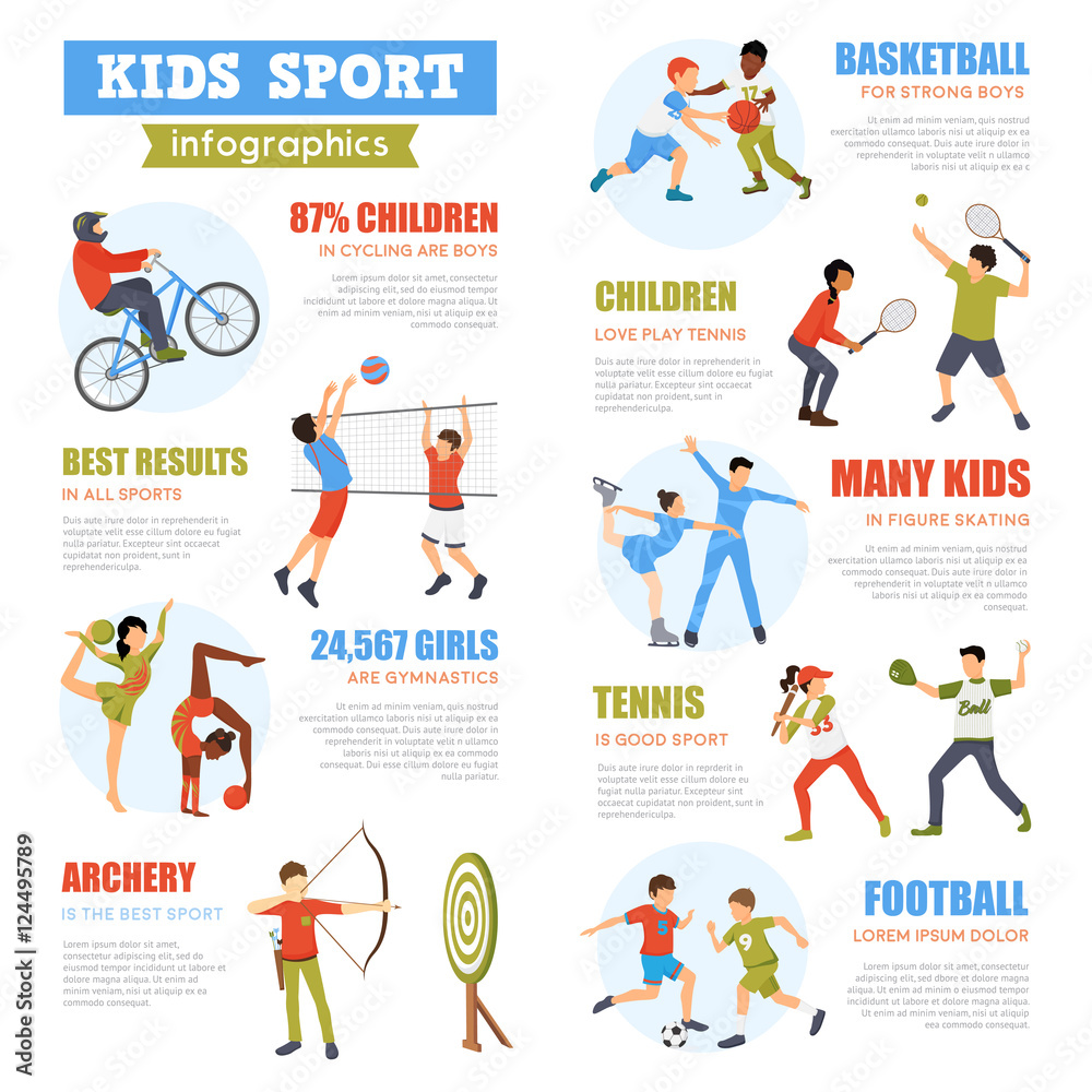 Poster Kids Sport Infographics Set