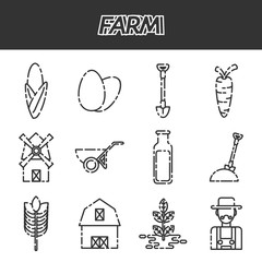 Farm icons set