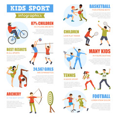 Fototapeta na wymiar Kids Sport Infographics Set