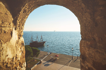 View from the white tower at Thessaloniki city in Greece - obrazy, fototapety, plakaty