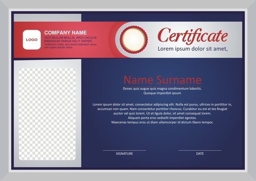 Blue & red Certificate - diploma template vector design, with Modern style