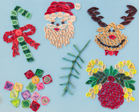 Christmas quiling decoration elements