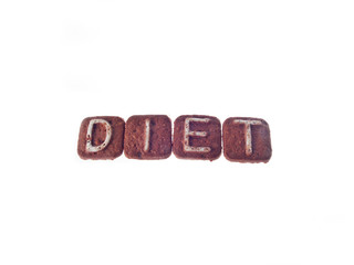 chocolate cookies with letters of the the word diet