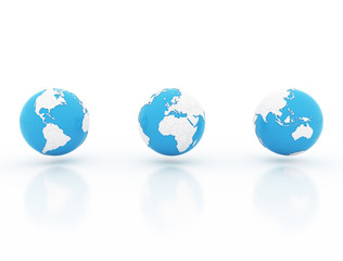 Globe with national borders, 3d render on white background 