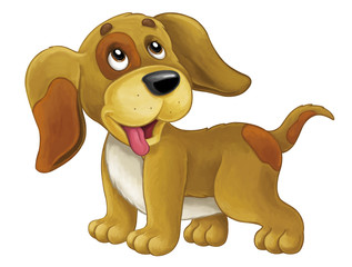 Cartoon happy dog is standing and looking - artistic style - isolated - illustration for children
