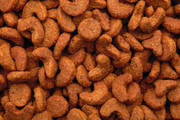 Background from cat food. Macro shot