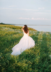 Portrait of a beautiful bride outdoors.