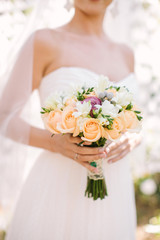 Portrait of a beautiful bride outdoors.