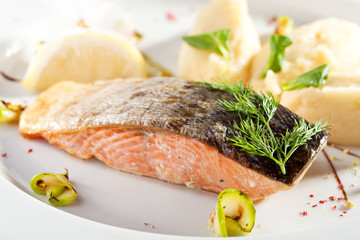 Salmon Steak with Mashed Potato