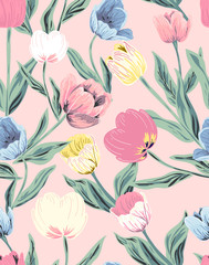 flower pattern–tulips for floral background