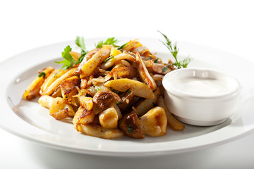 Pan Fried Potatoes with Mushrooms and Onions