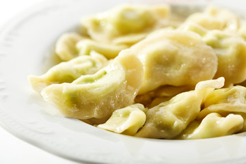 Boiled Dumplings on White Plate
