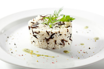Cooked Rice over White