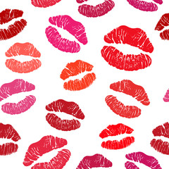 Red lipstick kiss seamless pattern