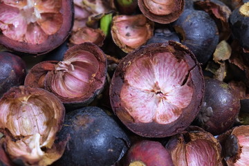 Seeds and outer shells or rinds of the Mangosteen fruit or Queen of fruit (called the pericarp)