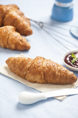 French breakfast with croissant and coffee