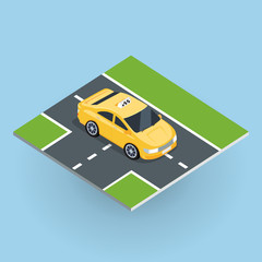 Isometric Yellow Taxi Cab