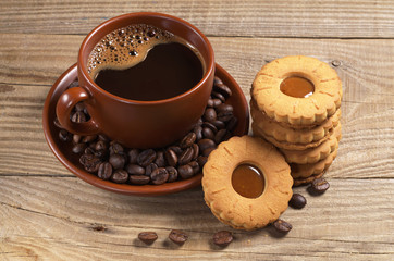 Cup of coffee and cookies